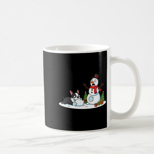 Boston Terrier Snowman Christmas Tree Xmas Womens  Kaffemugg (Höger)