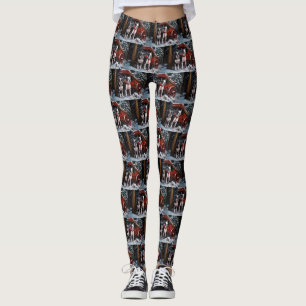 Boston Terrier Snowy Sleigh-juldekan Leggings