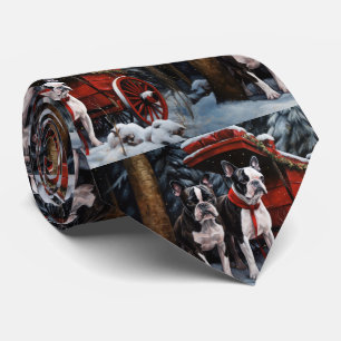 Boston Terrier Snowy Sleigh-juldekan Slips