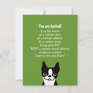 Boston Terrier - Söt Hund med Anpassad Text Inbjudningar