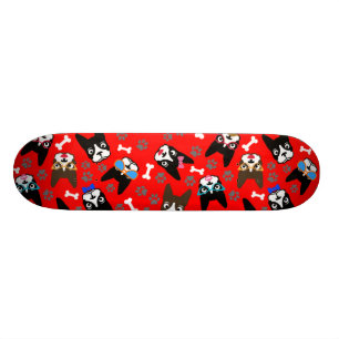 Boston Terrier Söt Mustasch Roliga Ansikten Skateboard Bräda 19,5 Cm