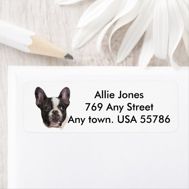 Boston Terrier specialdesign Returadress Etikett (Insitu)
