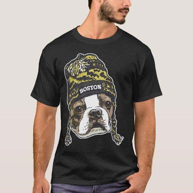 Boston Terrier Sports Beanie T Shirt (Framsida)