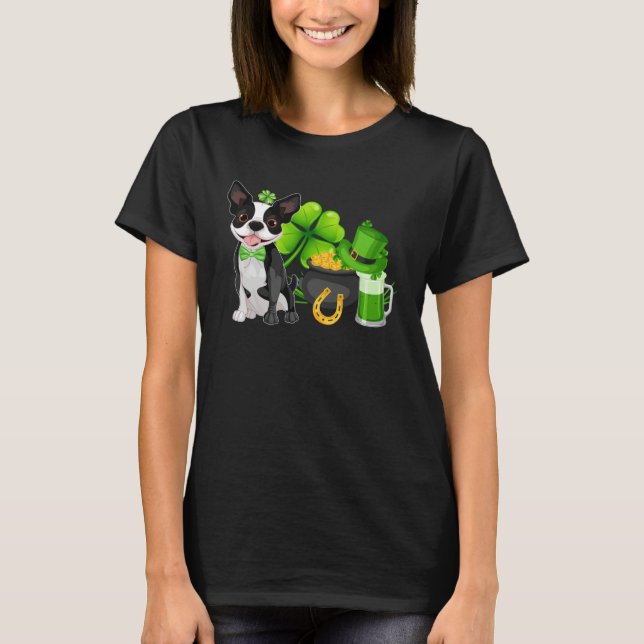 Boston Terrier St Patrick s Day Irish C  Dog T Shirt (Framsida)