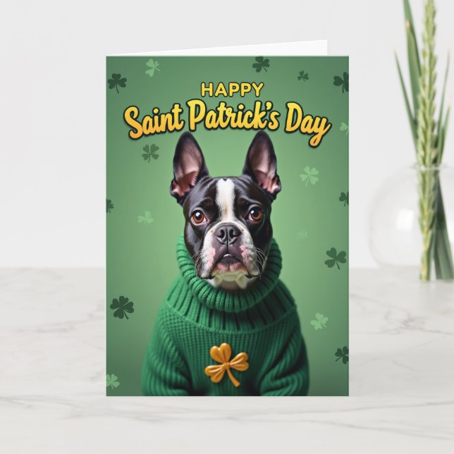 Boston Terrier St Patricks Day-kort Kort (Framsida)