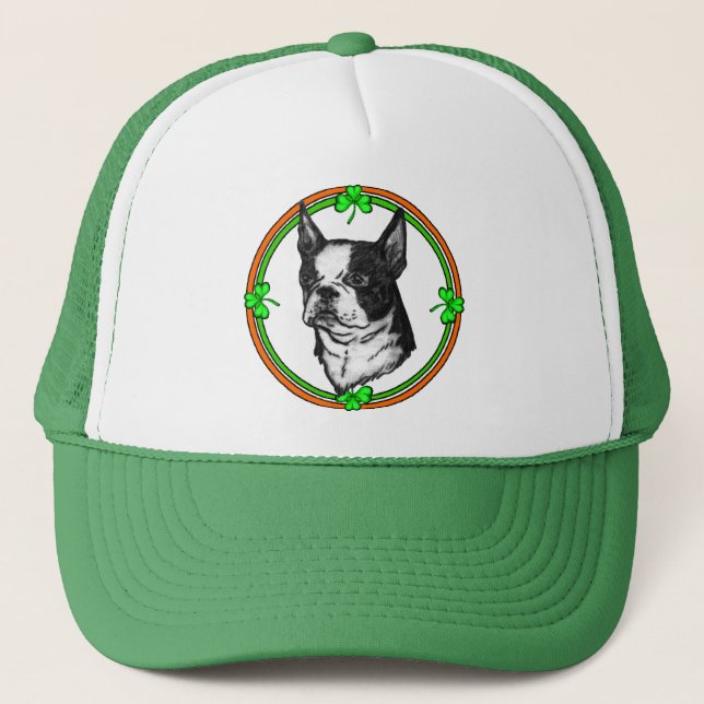 Boston Terrier St patrick's day Truckerkeps (Framsida)