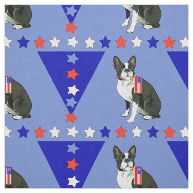 Boston Terrier Stars Tyg (Provkarta)