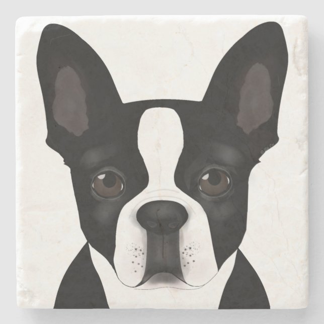 Boston Terrier Stencoupon Stenunderlägg (Framsidan)