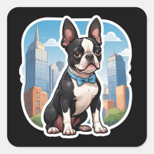 Boston Terrier Sticker Fyrkantigt Klistermärke