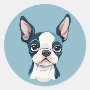 Boston Terrier Sticker Runt Klistermärke