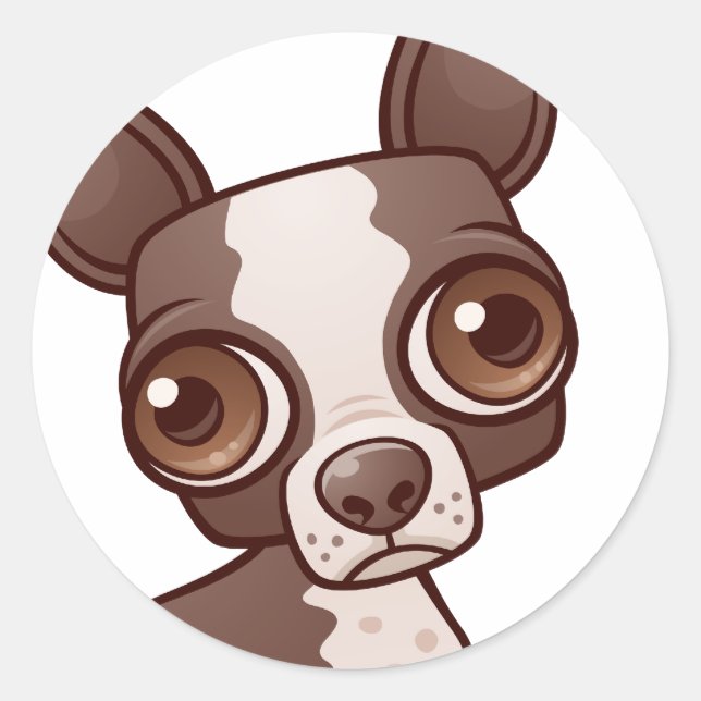 Boston Terrier Sticker Runt Klistermärke (Framsida)