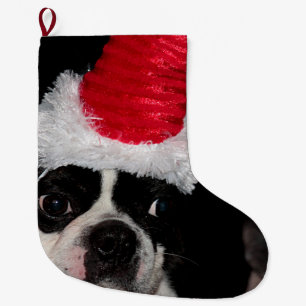 Boston terrier stor julstrumpa