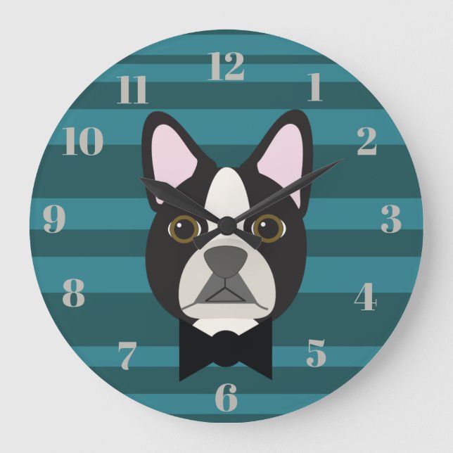 Boston Terrier Stor Klocka (Framsida)