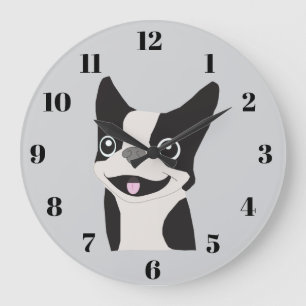 Boston Terrier Stor Klocka
