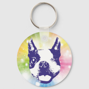 Boston Terrier Sunburst Nyckelring