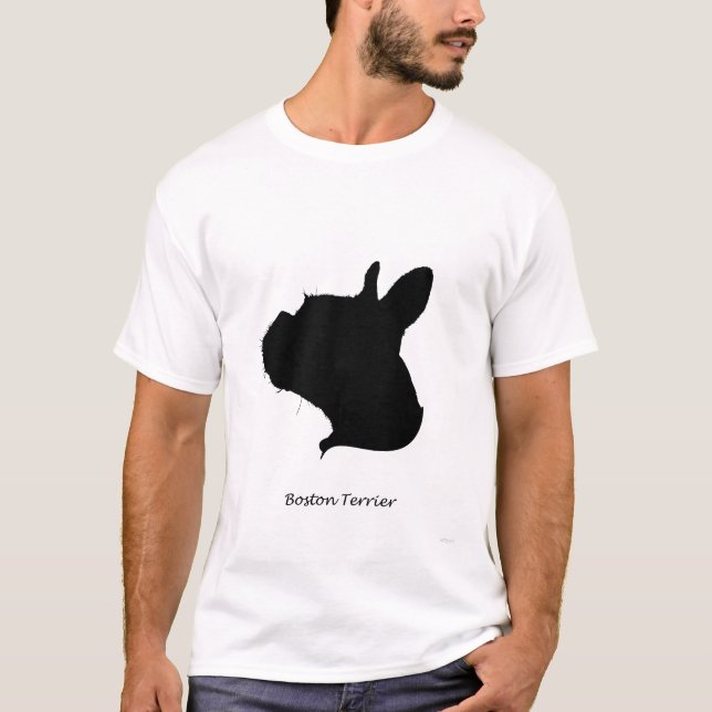 Boston Terrier - svart Silhouette Tee Shirt (Framsida)