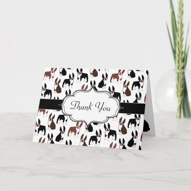 Boston Terrier Tackkort (Framsida)