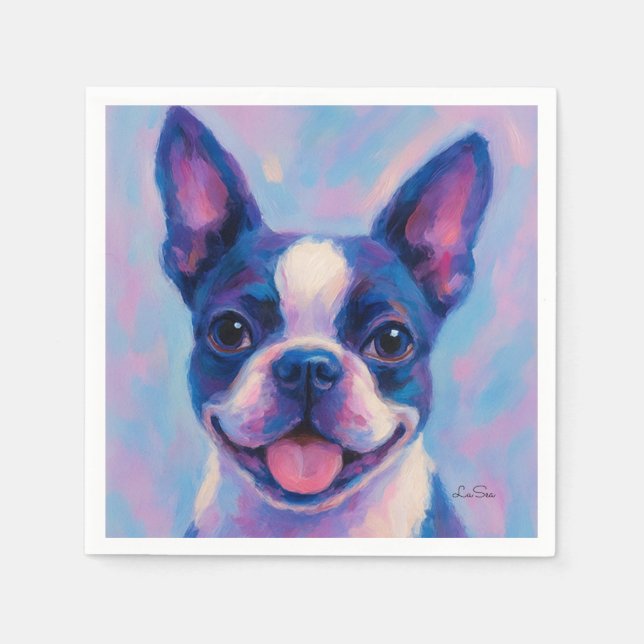 Boston Terrier Tea Party Napkins Pappersservett (Framsidan)