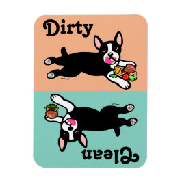 Boston Terrier Tecknad Dirty/Clean Magnet