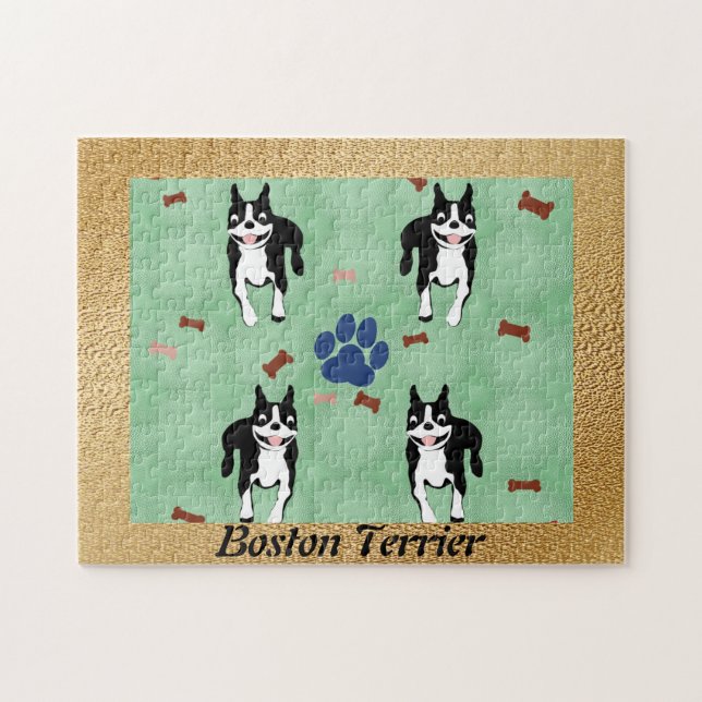 Boston Terrier Tecknad Pussel (Horisontell)