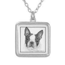 Boston Terrier Teckning på Pendant