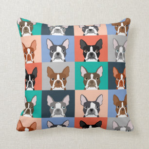 Boston Terrier Tiles - söt boston skräckkudde Kudde