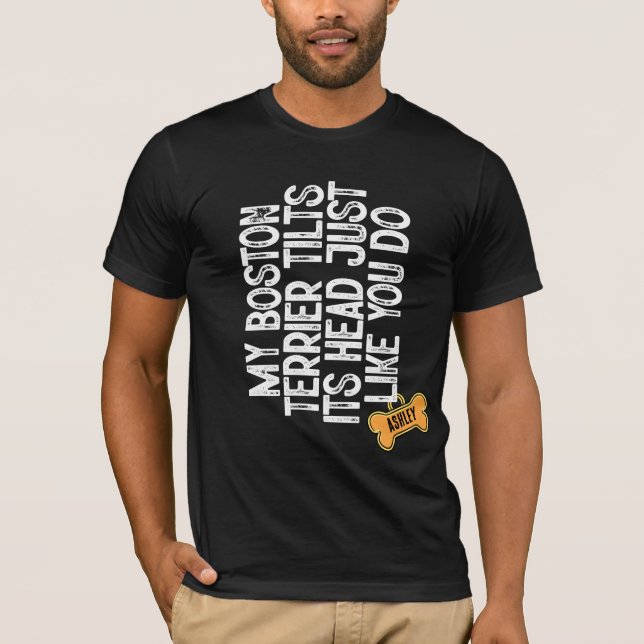 Boston Terrier Tlits huvud som du T Shirt (Framsida)