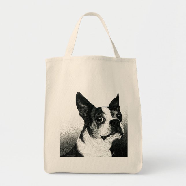 Boston Terrier Tote Bag - Boston Stil Tygkasse (Framsidan)