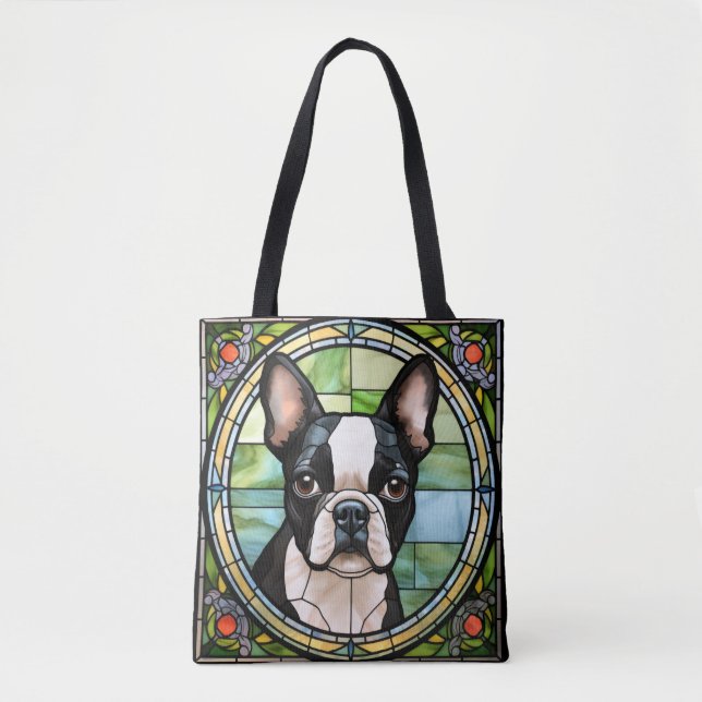 Boston Terrier Tote Bag Tygkasse (Framsida)