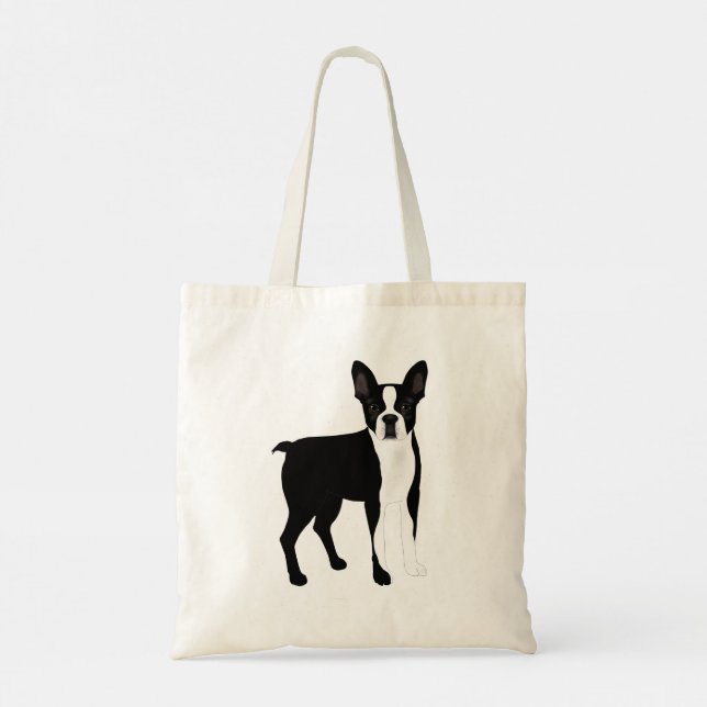 Boston Terrier Tote Bag Tygkasse (Baksida)