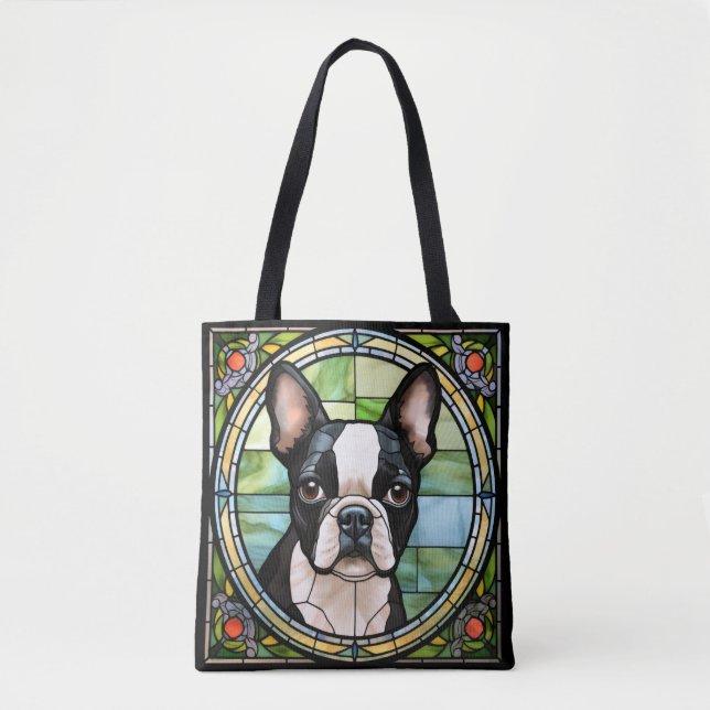 Boston Terrier Tote Bag Tygkasse (Framsida)
