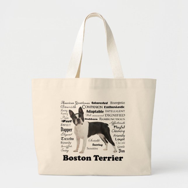 Boston Terrier Traits Tote Jumbo Tygkasse (Framsidan)