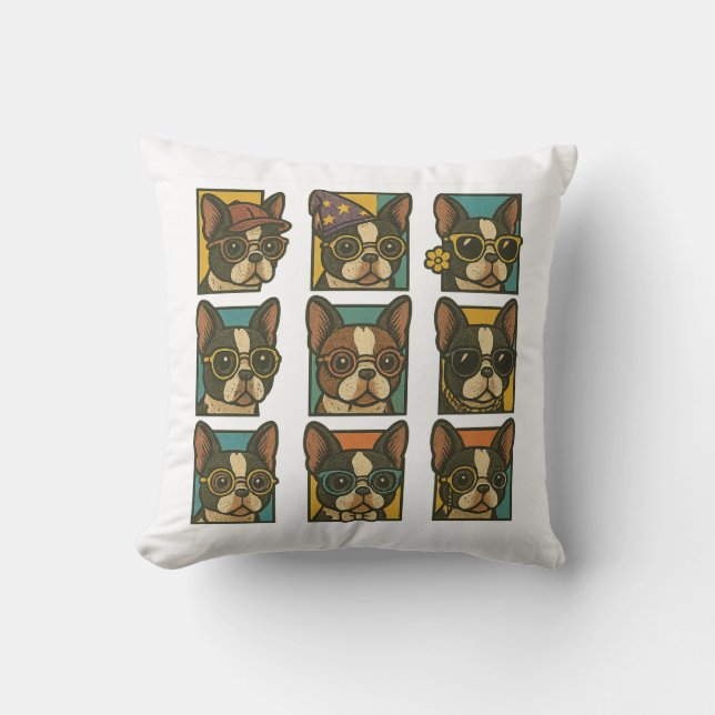 Boston Terrier Trendsetters Kudde (Framsida)