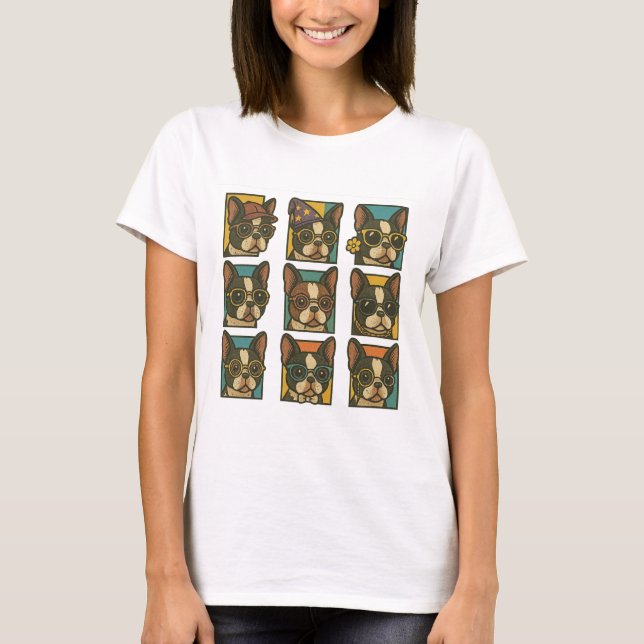 Boston Terrier Trendsetters T Shirt (Framsida)