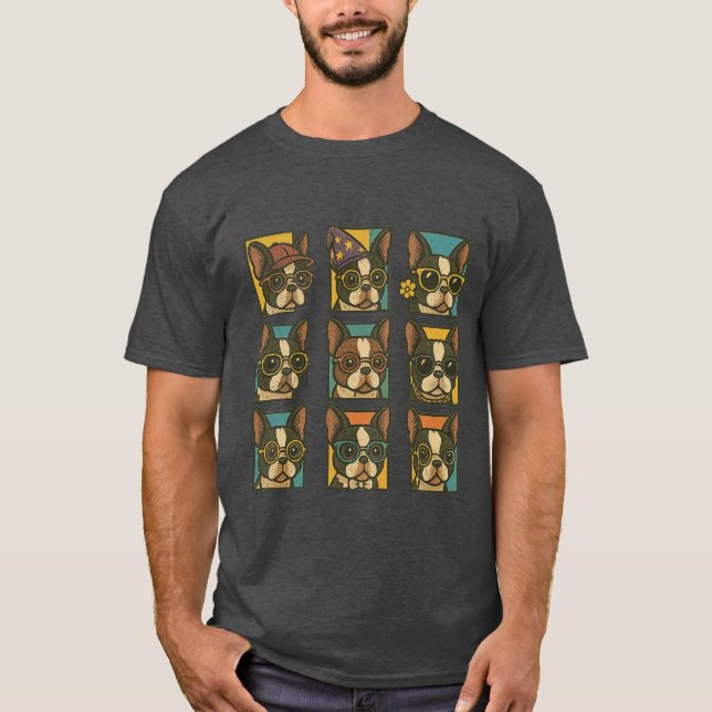 Boston Terrier Trendsetters T Shirt (Framsida)