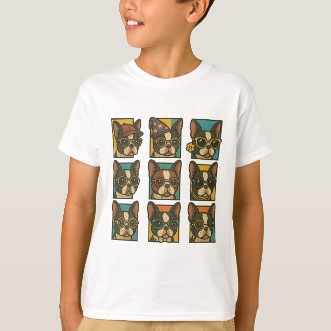 Boston Terrier Trendsetters T Shirt (Framsida)
