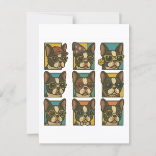 Boston Terrier Trendsetters Vykort
