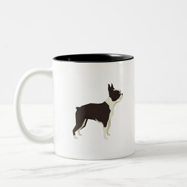 Boston Terrier Två-Tonad Mugg (Vänster)