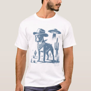 Boston Terrier Ufo Cowboy Hund Hund Hund Pappa Ali T Shirt