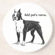 Boston Terrier Underlägg med Pets Namn