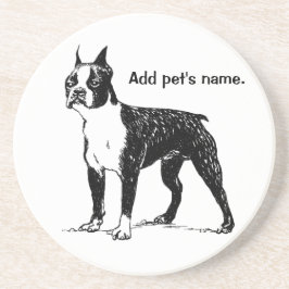 Boston Terrier Underlägg med Pets Namn