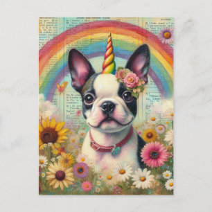 Boston Terrier Unicorn Vykort