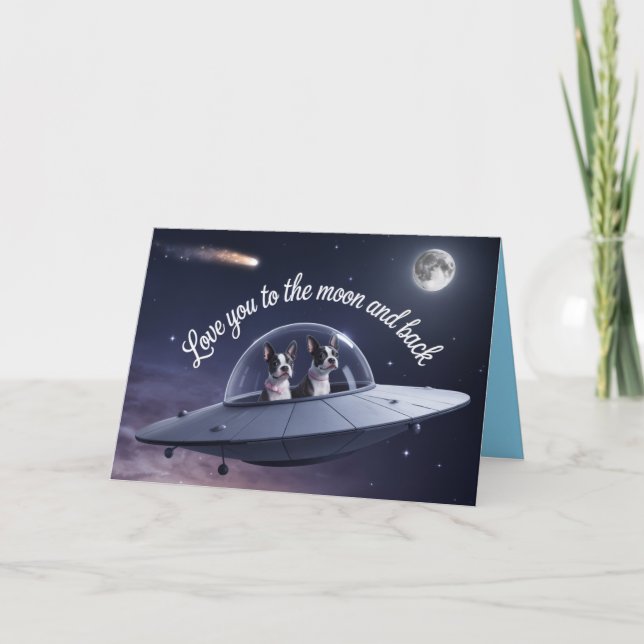 Boston Terrier Valentine Card Helgkort (Framsida)