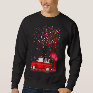Boston Terrier Valentines Day Gifts Dogs Red Truck Lång Ärmad Tröja