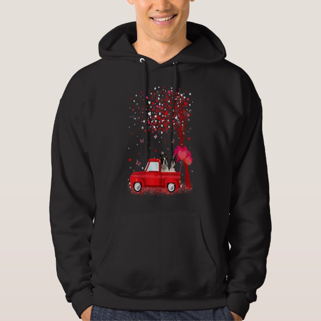 Boston Terrier Valentines day Gifts Hundar Red Las Hoodie (Framsida)