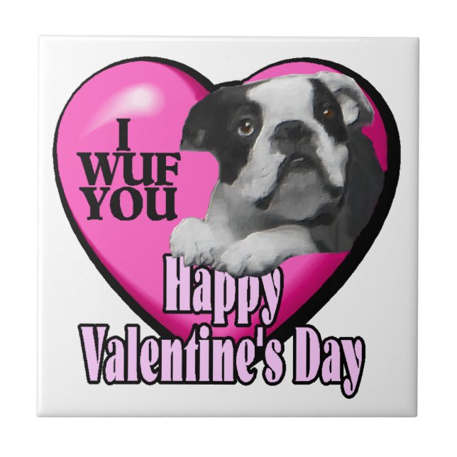 Boston Terrier Valentines day Kakelplatta (Framsidan)