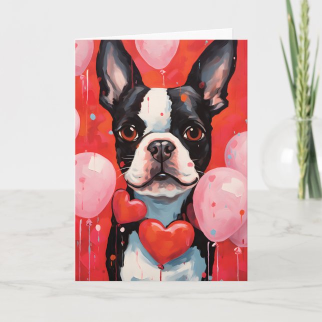 Boston Terrier Valentines day Kort (Framsida)
