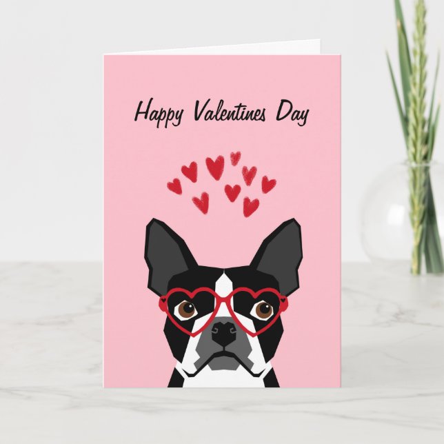 Boston Terrier Valentines Kärlek Card Helgkort (Framsida)