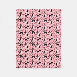 Boston Terrier Valentines Kärlek Fabric Fleecefilt