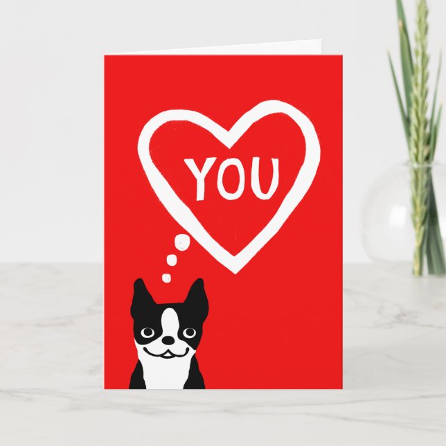 Boston Terrier Valentino Helgkort (Framsida)